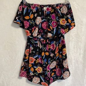 Strapless Floral Romper with a V slit